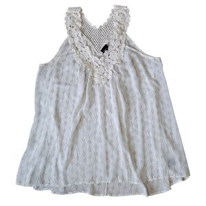 Torrid Crochet Yoke Print Chiffon Hi-Lo Tank Top Plus Size 2 2x